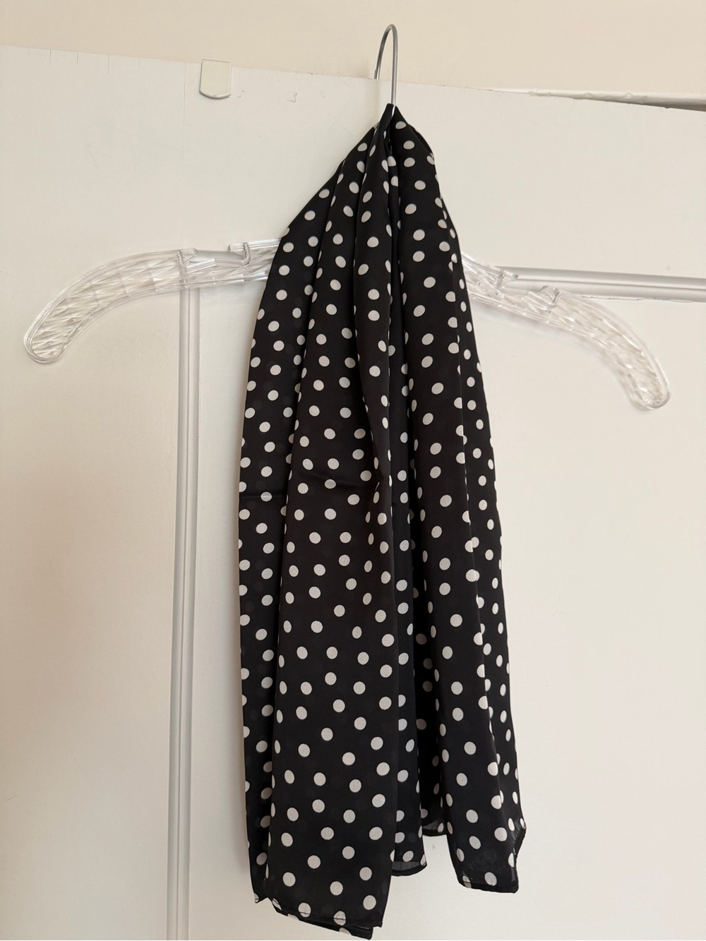 WHITE HOUSE BLACK MARKET black white polka dot fashion scarf NWT!